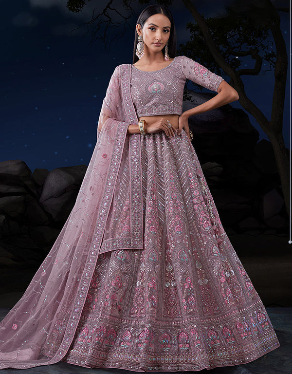 glamorous purple soft net traditional wear heavy lehenga choli collection with purple soft net 13703-acy4352 Front View